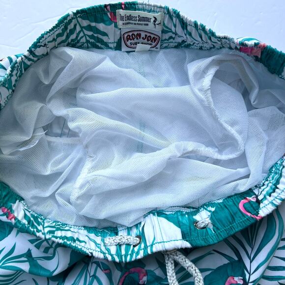Endless Summer Ron Jon Flamingo Tropical Board Shorts Swim Suit Trunks Surf M - Picture 7 of 15